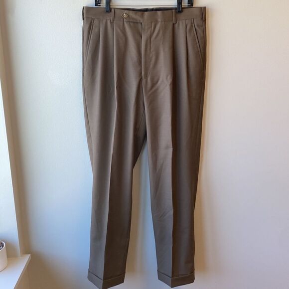 Brown Dress pants pleats 35" waist - Picture 1 of 4